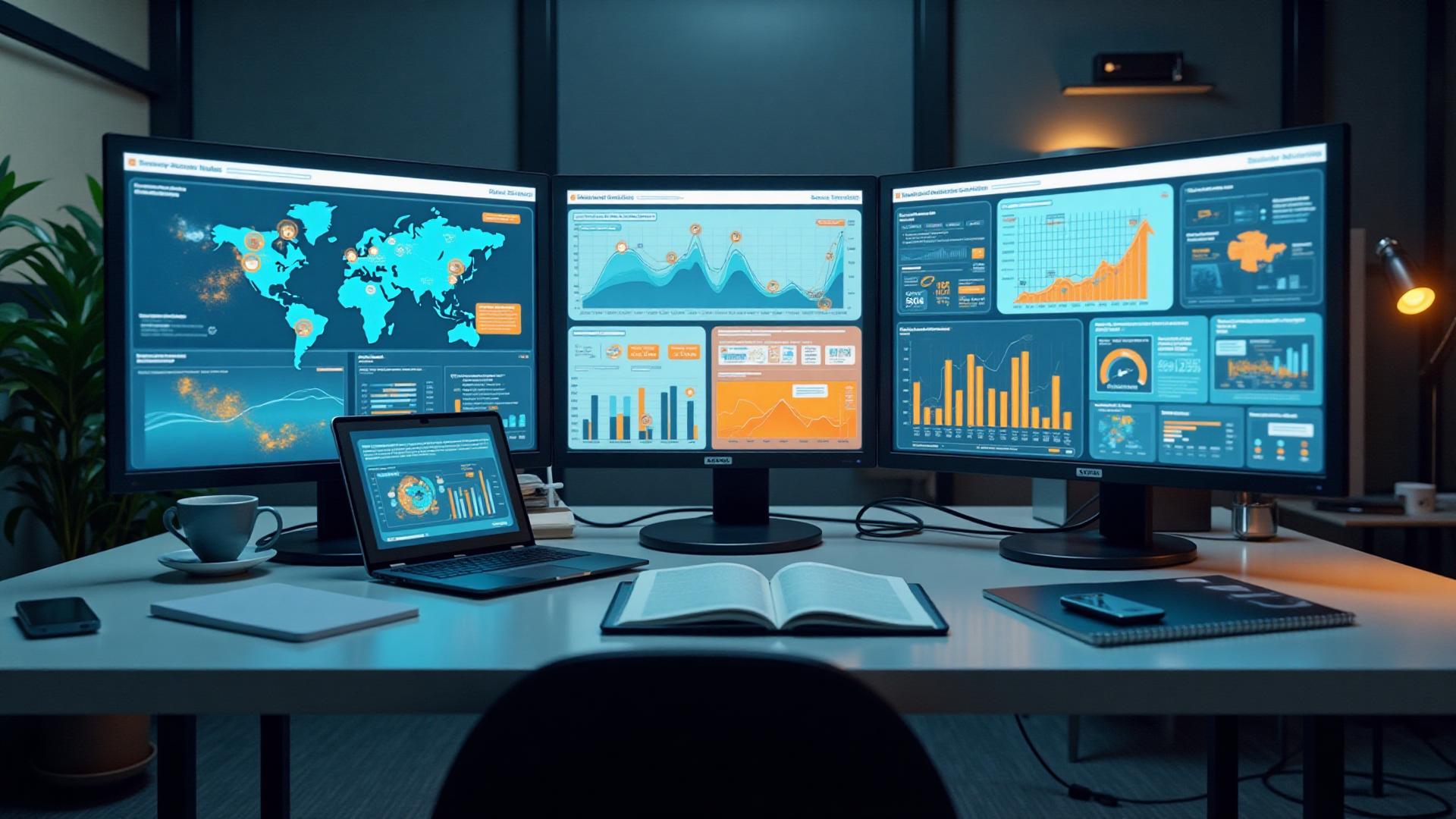 Digital marketing analytics dashboards showing performance data